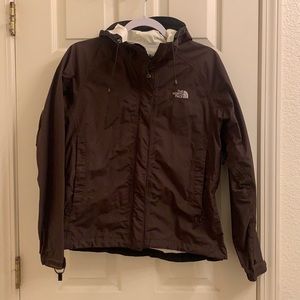 Brown North Face Hyvent DT rain jacket with hood